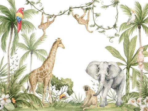 热带雨林壁纸 卡通壁纸 儿童房壁纸贴图贴图下载