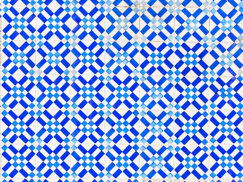 复古经典，民族风青色几何植物花纹图案花砖瓷砖19