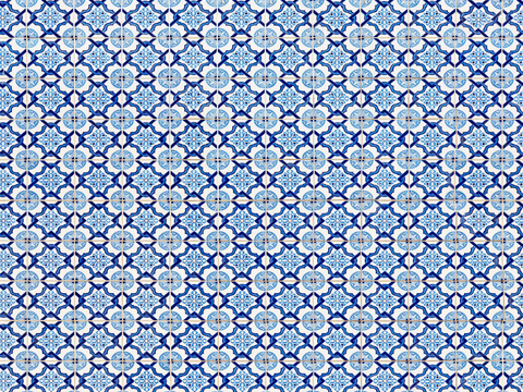 复古经典，民族风青色几何植物花纹图案花砖瓷砖27