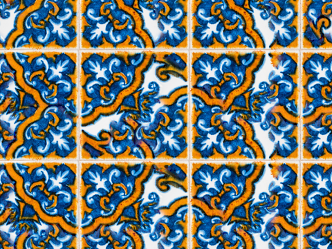  复古经典，民族风几何植物花纹图案花砖瓷砖85 