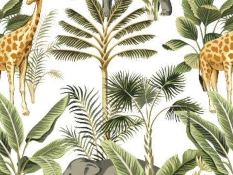 热带雨林壁纸 卡通壁纸 儿童房壁纸贴图贴图下载