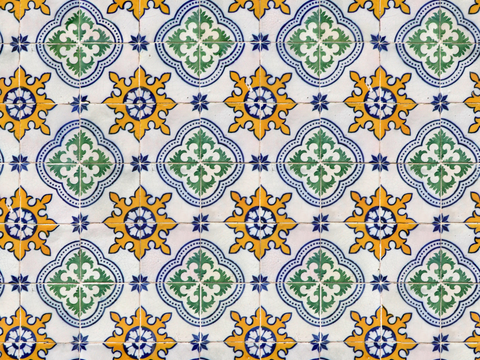  复古经典，民族风几何植物花纹图案花砖瓷砖136 