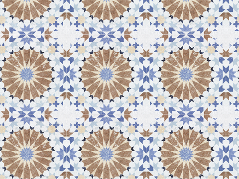  复古经典，民族风几何植物花纹图案花砖瓷砖177 