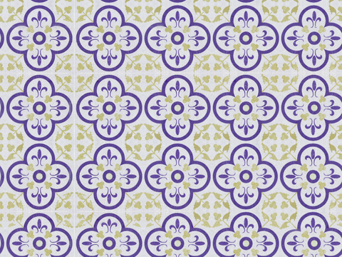  复古经典，民族风几何植物花纹图案花砖瓷砖153 