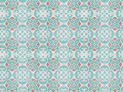  复古经典，民族风几何植物花纹图案花砖瓷砖169 