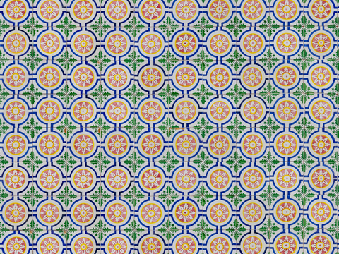  复古经典，民族风几何植物花纹图案花砖瓷砖145 