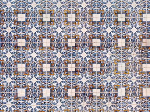  复古经典，民族风几何植物花纹图案花砖瓷砖143 