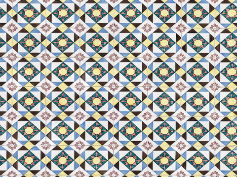  复古经典，民族风几何植物花纹图案花砖瓷砖142 