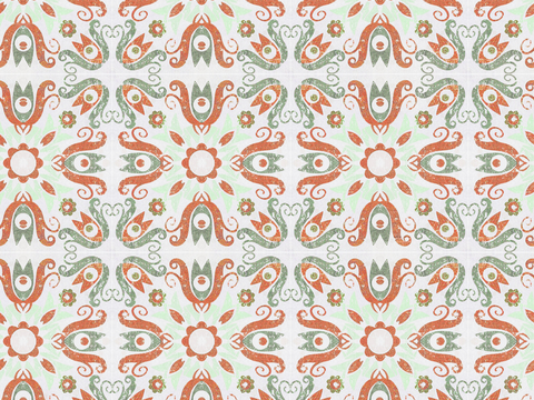 复古经典，民族风几何植物花纹图案花砖瓷砖211