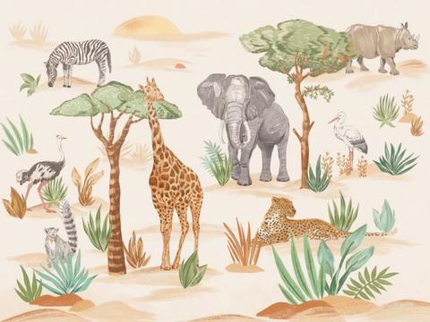 热带雨林壁纸 卡通壁纸 儿童房壁纸贴图贴图下载