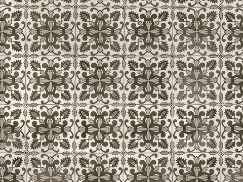  复古经典，民族风几何植物花纹图案花砖瓷砖110 