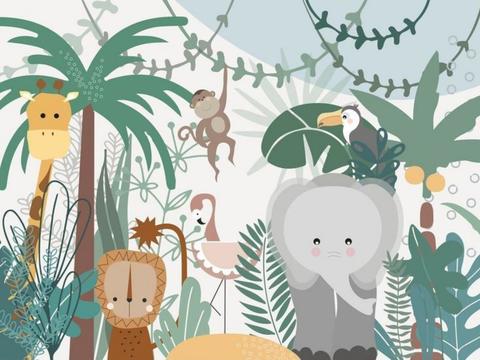 热带雨林壁纸 卡通壁纸 儿童房壁纸贴图贴图下载