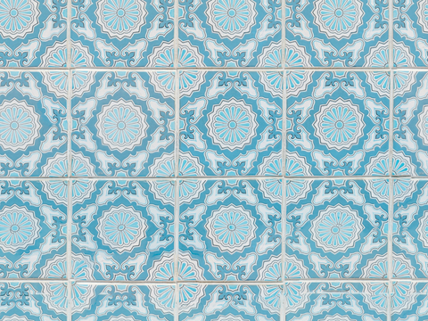  复古经典，民族风几何植物花纹图案花砖瓷砖191 