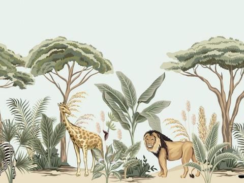 热带雨林壁纸 卡通壁纸 儿童房壁纸贴图贴图下载