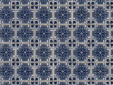 复古经典，民族风青色几何植物花纹图案花砖瓷砖23