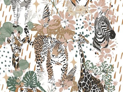 热带雨林壁纸 卡通壁纸 儿童房壁纸贴图贴图下载