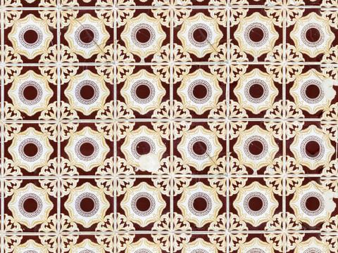  复古经典，民族风几何植物花纹图案花砖瓷砖74 