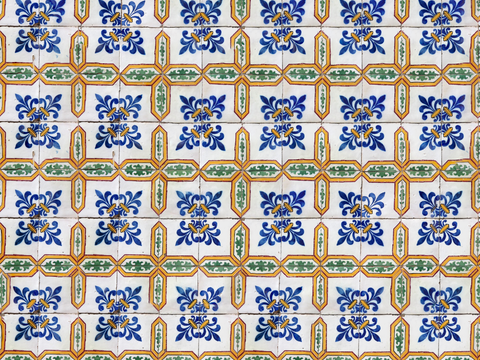  复古经典，民族风几何植物花纹图案花砖瓷砖138 