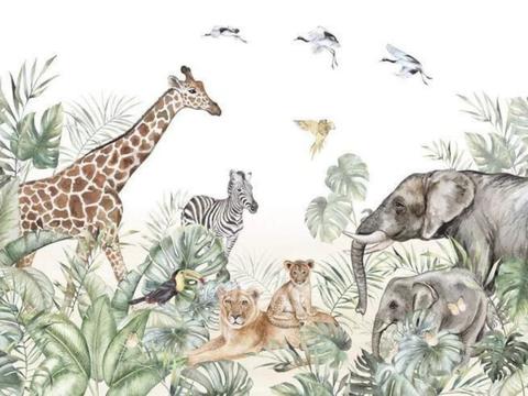 热带雨林壁纸 卡通壁纸 儿童房壁纸贴图贴图下载