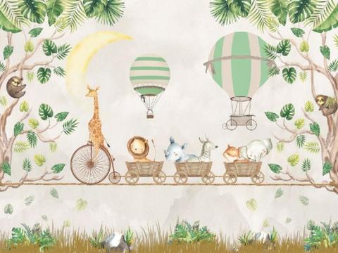 热带雨林壁纸 卡通壁纸 儿童房壁纸贴图贴图下载