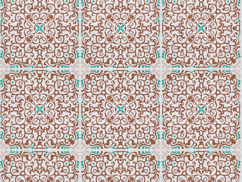复古经典，民族风几何植物花纹图案花砖瓷砖154