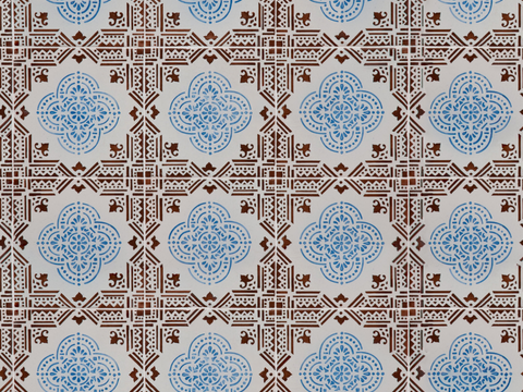  复古经典，民族风几何植物花纹图案花砖瓷砖192 