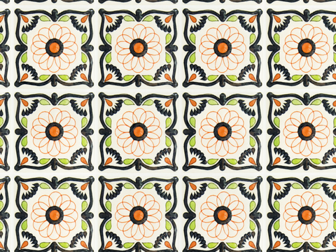  复古经典，民族风几何植物花纹图案花砖瓷砖200 