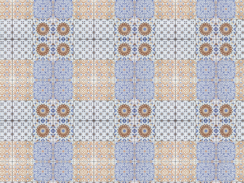 复古经典，民族风几何植物花纹图案花砖瓷砖174