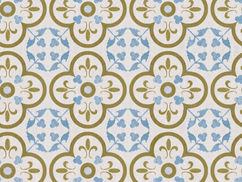  复古经典，民族风几何植物花纹图案花砖瓷砖207 