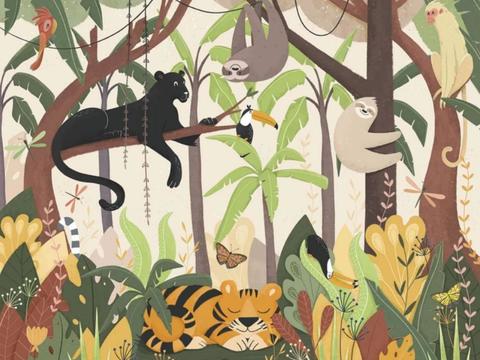 热带雨林壁纸 卡通壁纸 儿童房壁纸贴图贴图下载