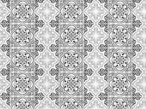  复古经典，民族风几何植物花纹图案花砖瓷砖201 