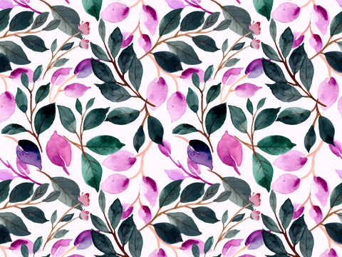  水彩风小清晰植物树叶图案纹理肌理20 