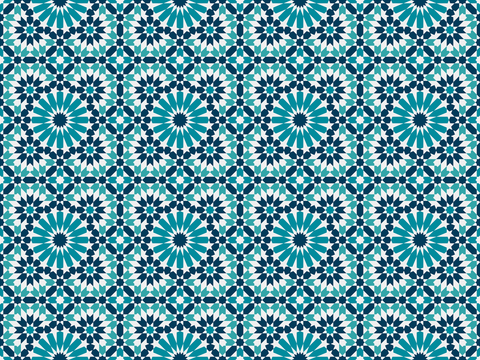 摩洛哥民族风蓝色马赛克几何图案纹理26