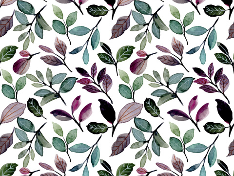 水彩风小清晰植物树叶图案纹理肌理28