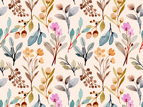 水彩风小清晰植物树叶图案纹理肌理31