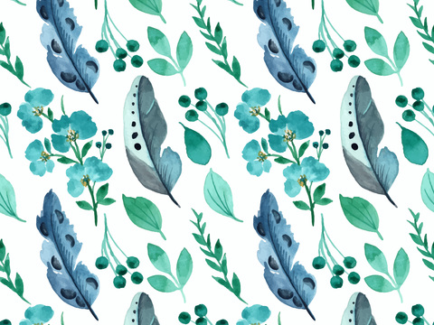 水彩风小清晰植物树叶图案纹理肌理45