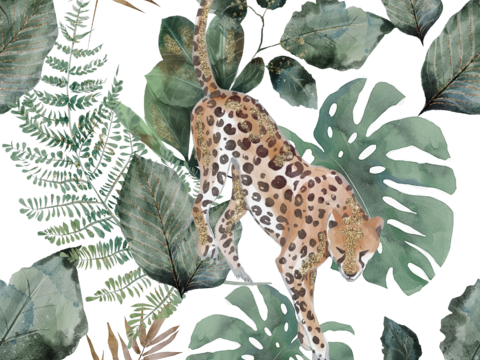  热带非洲动物植物手绘水彩图案纹理肌理32 