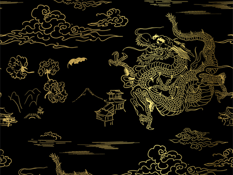 传统风黑金图案纹理肌理12