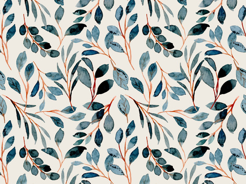 水彩风小清晰植物树叶图案纹理肌理32