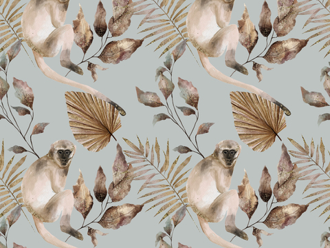 热带非洲动物植物手绘水彩图案纹理肌理23