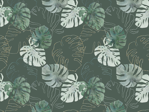 热带非洲动物植物手绘水彩图案纹理肌理5