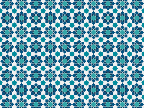 摩洛哥民族风蓝色马赛克几何图案纹理9