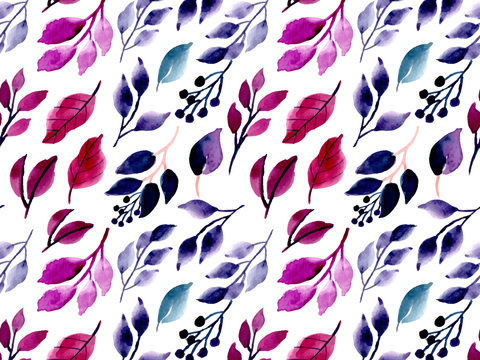  水彩风小清晰植物树叶图案纹理肌理3 