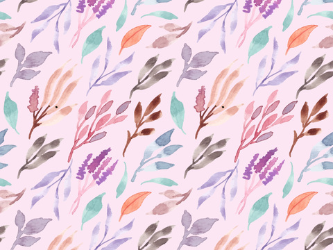  水彩风小清晰植物树叶图案纹理肌理5 