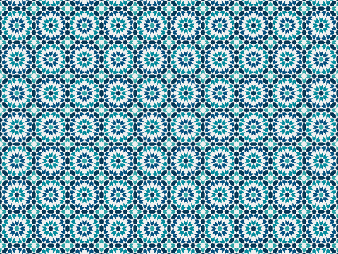 摩洛哥民族风蓝色马赛克几何图案纹理1