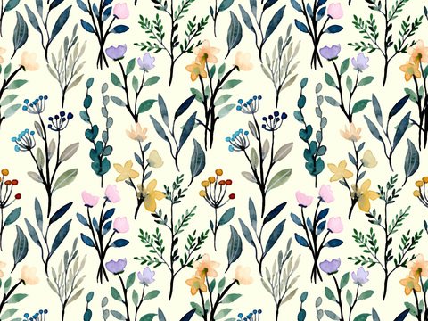 水彩风小清晰植物树叶图案纹理肌理25