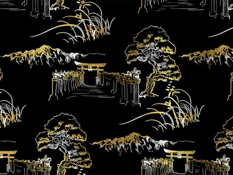 传统风黑金图案纹理肌理21