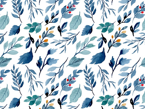 水彩风小清晰植物树叶图案纹理肌理9