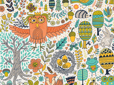 卡通可爱儿童动物图案纹理肌理75