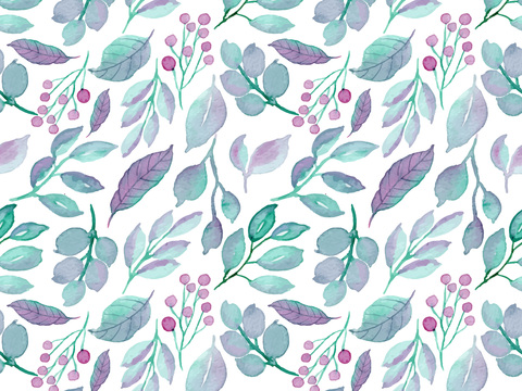 水彩风小清晰植物树叶图案纹理肌理11